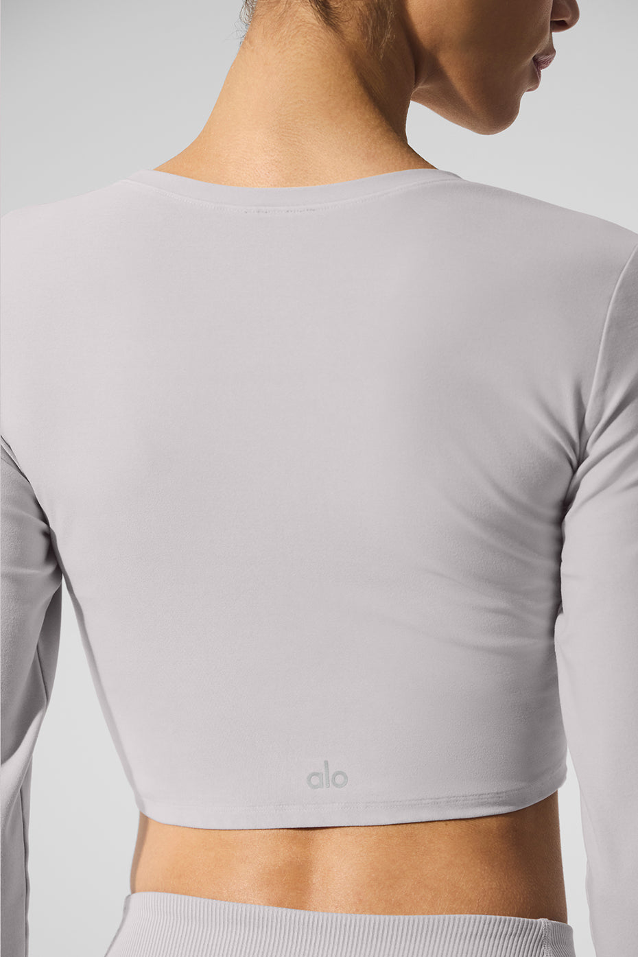 Washed Alosoft Crop Finesse Long Sleeve - Grey Sky Wash image 5