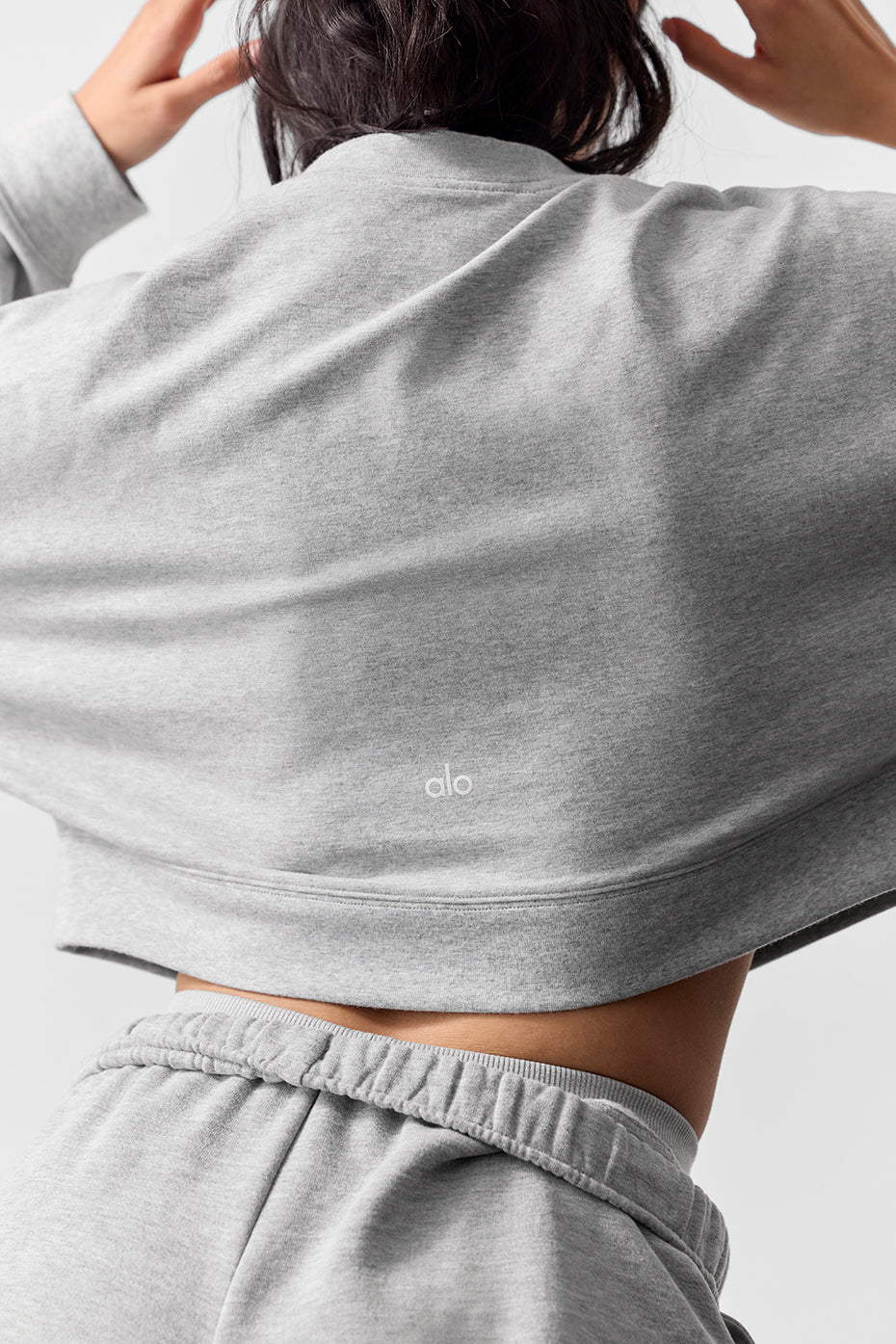 Cropped Sway Crew Neck Pullover - Athletic Heather Grey image 3