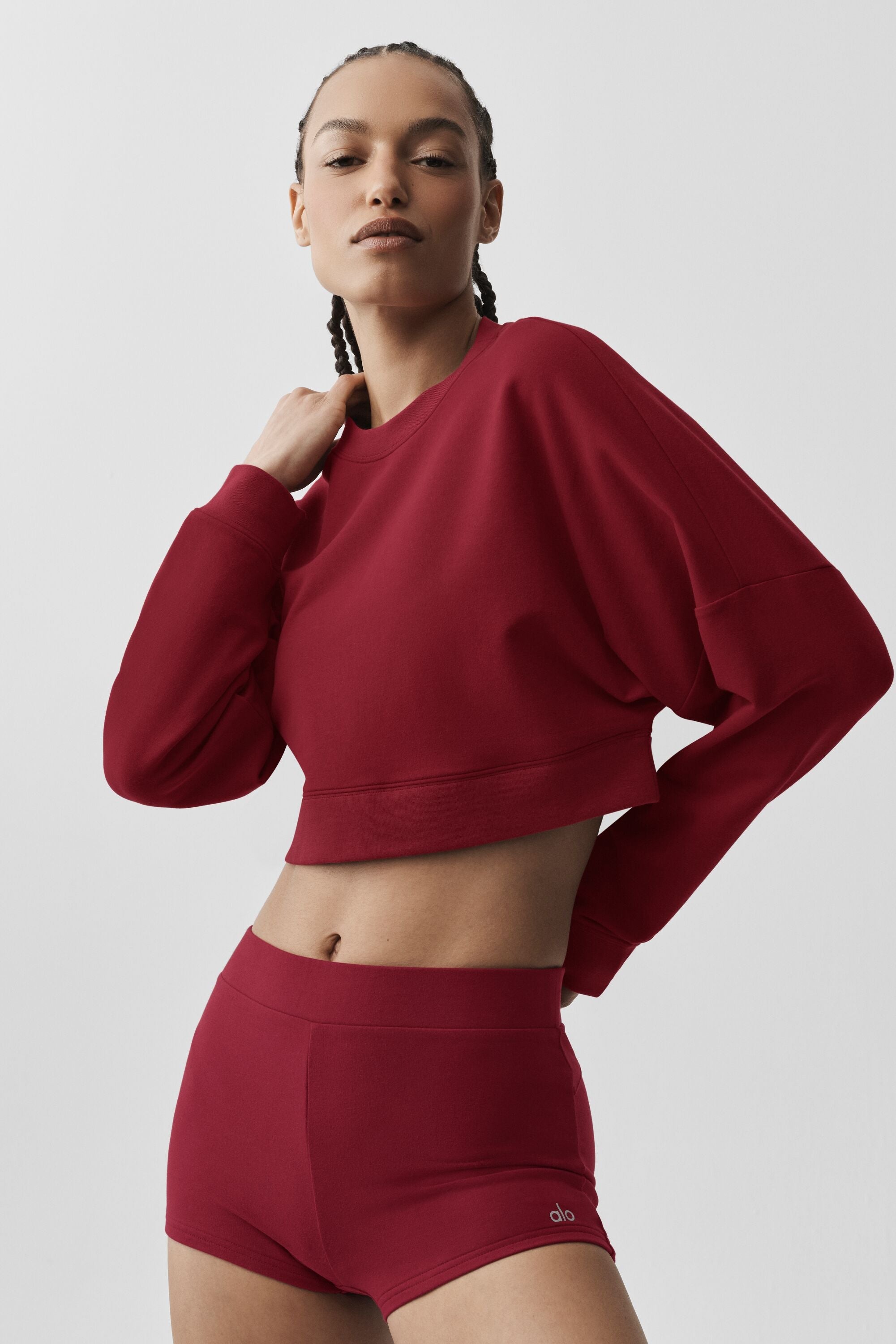 Cropped Sway Crew Neck Pullover - Summer Romance Red image 3