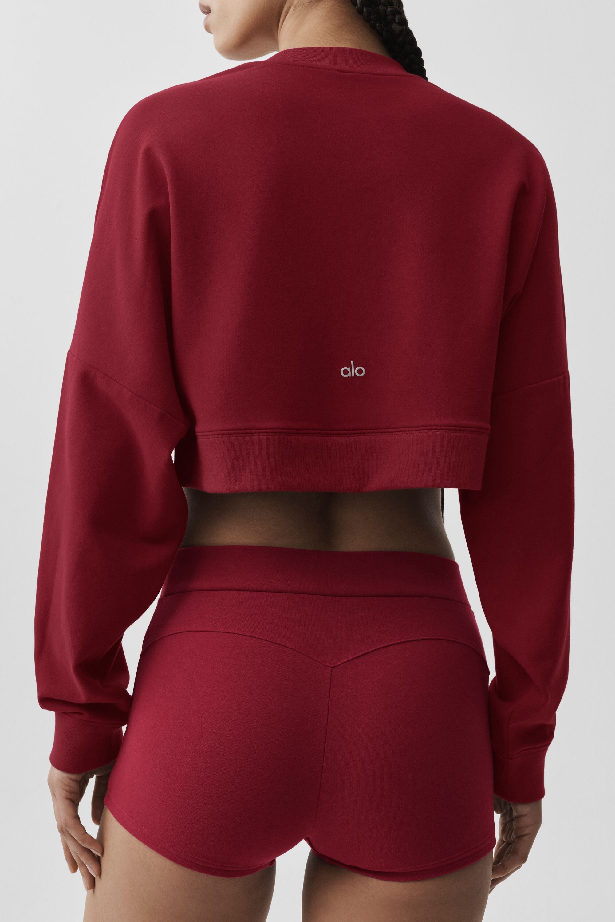 Cropped Sway Crew Neck Pullover - Summer Romance Red image 2