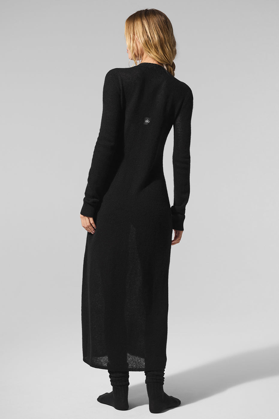 Sheer Cashmere Long Cardigan - Black image 3