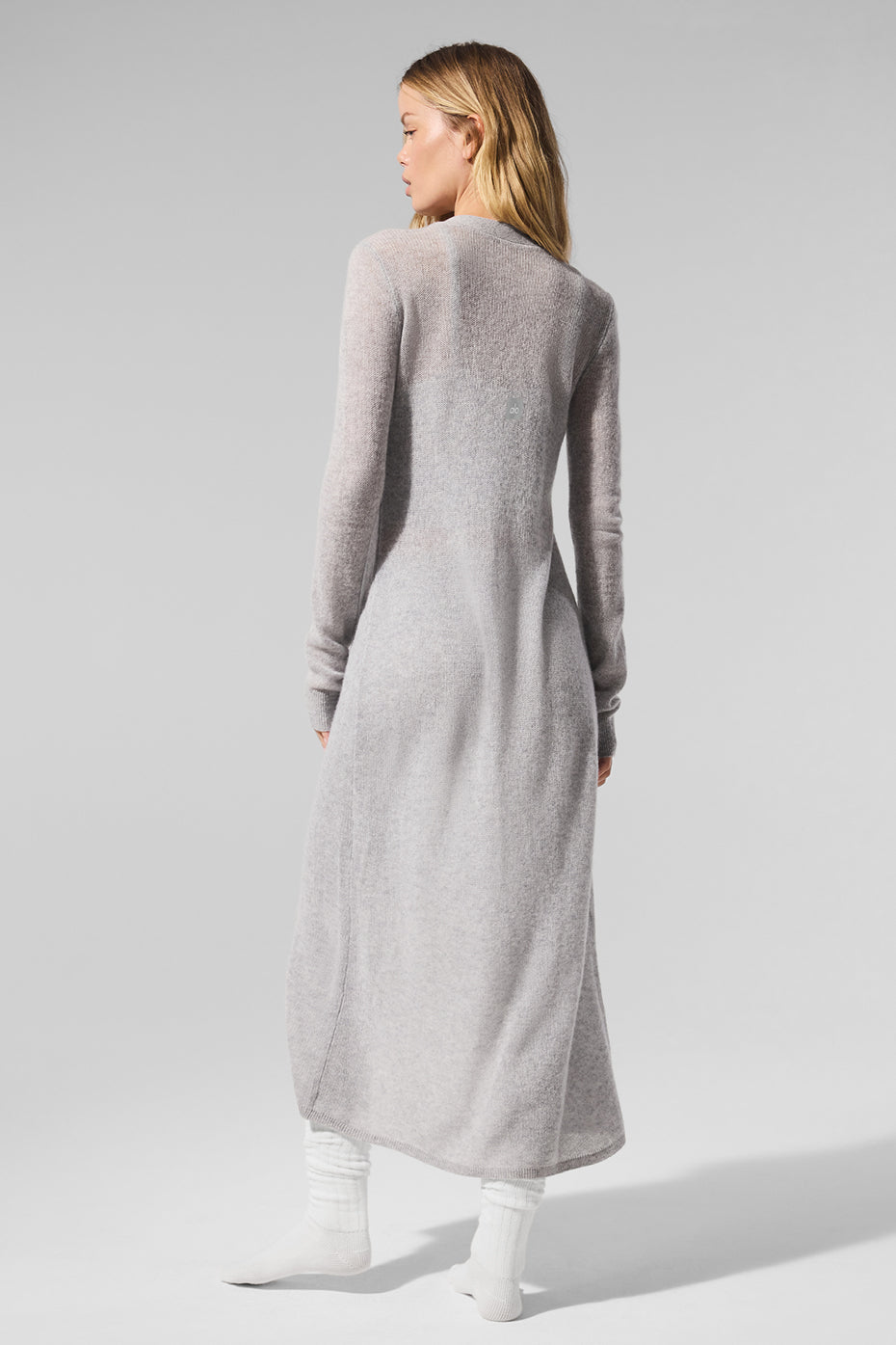 Sheer Cashmere Long Cardigan - Athletic Heather Grey image 5