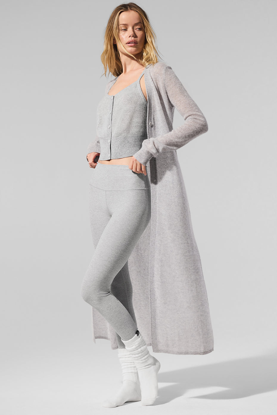 Sheer Cashmere Long Cardigan - Athletic Heather Grey image 1