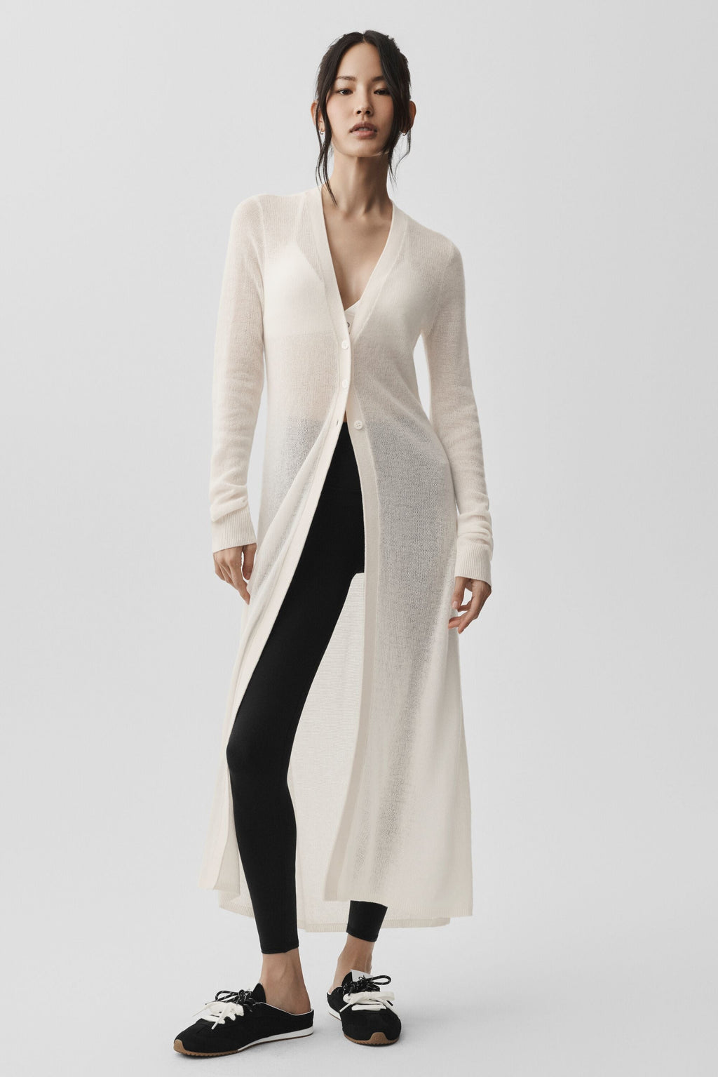 Sheer Cashmere Long Cardigan - Ivory image 4