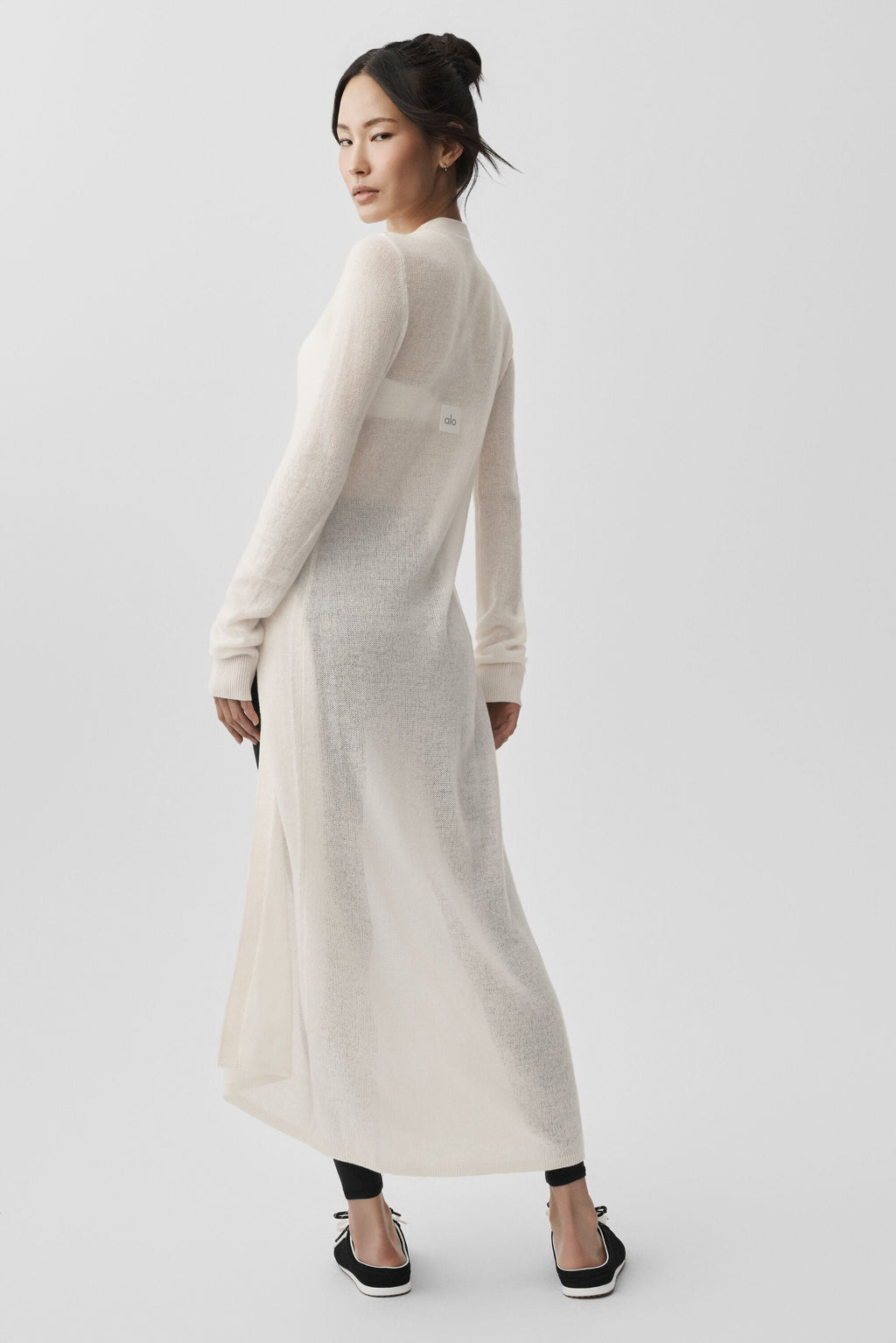 Sheer Cashmere Long Cardigan - Ivory image 6