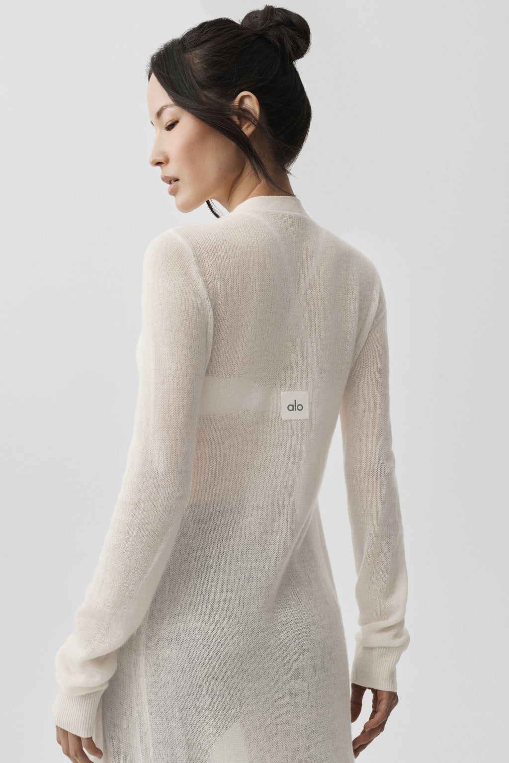 Sheer Cashmere Long Cardigan - Ivory image 3