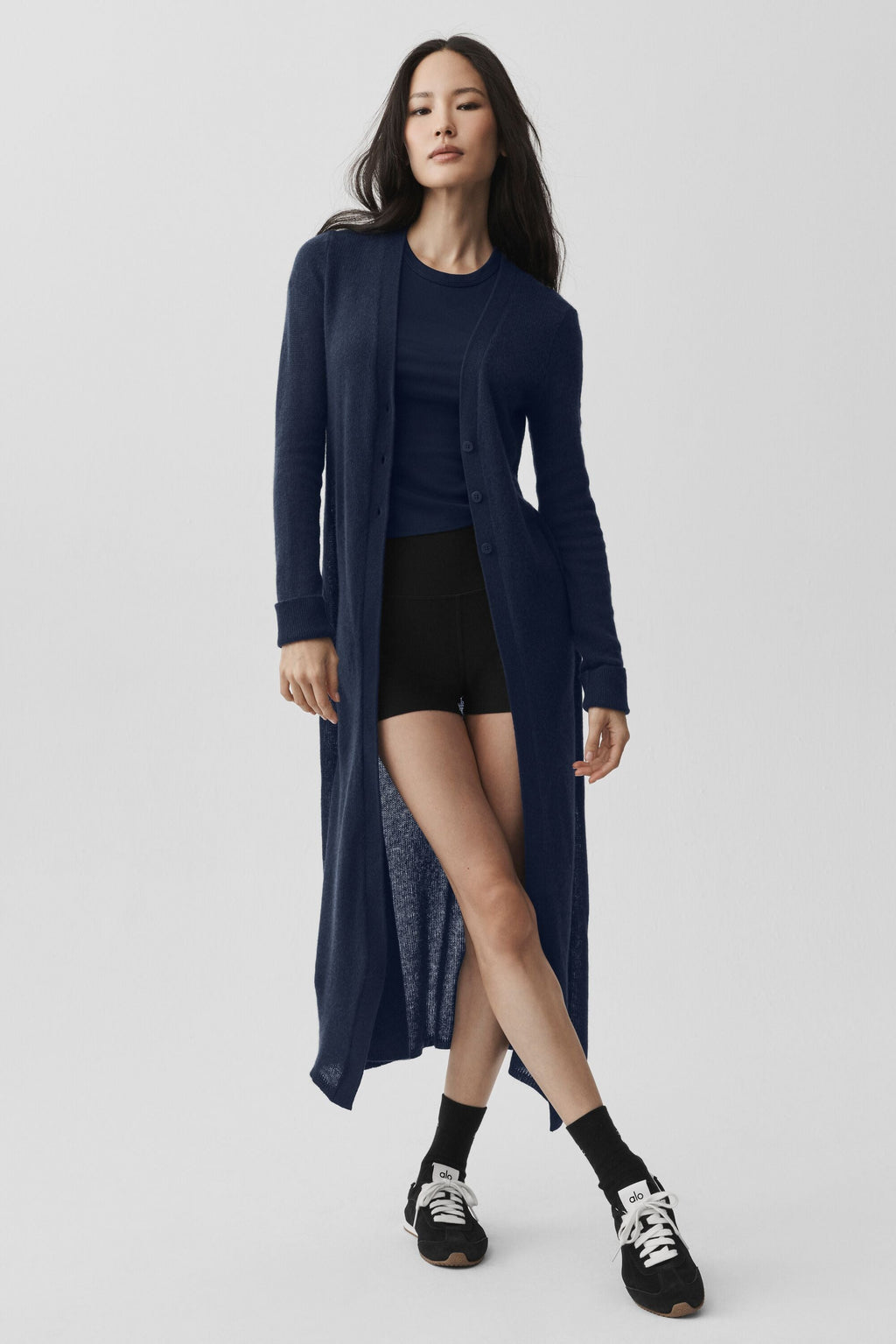 Sheer Cashmere Long Cardigan - Navy image 5