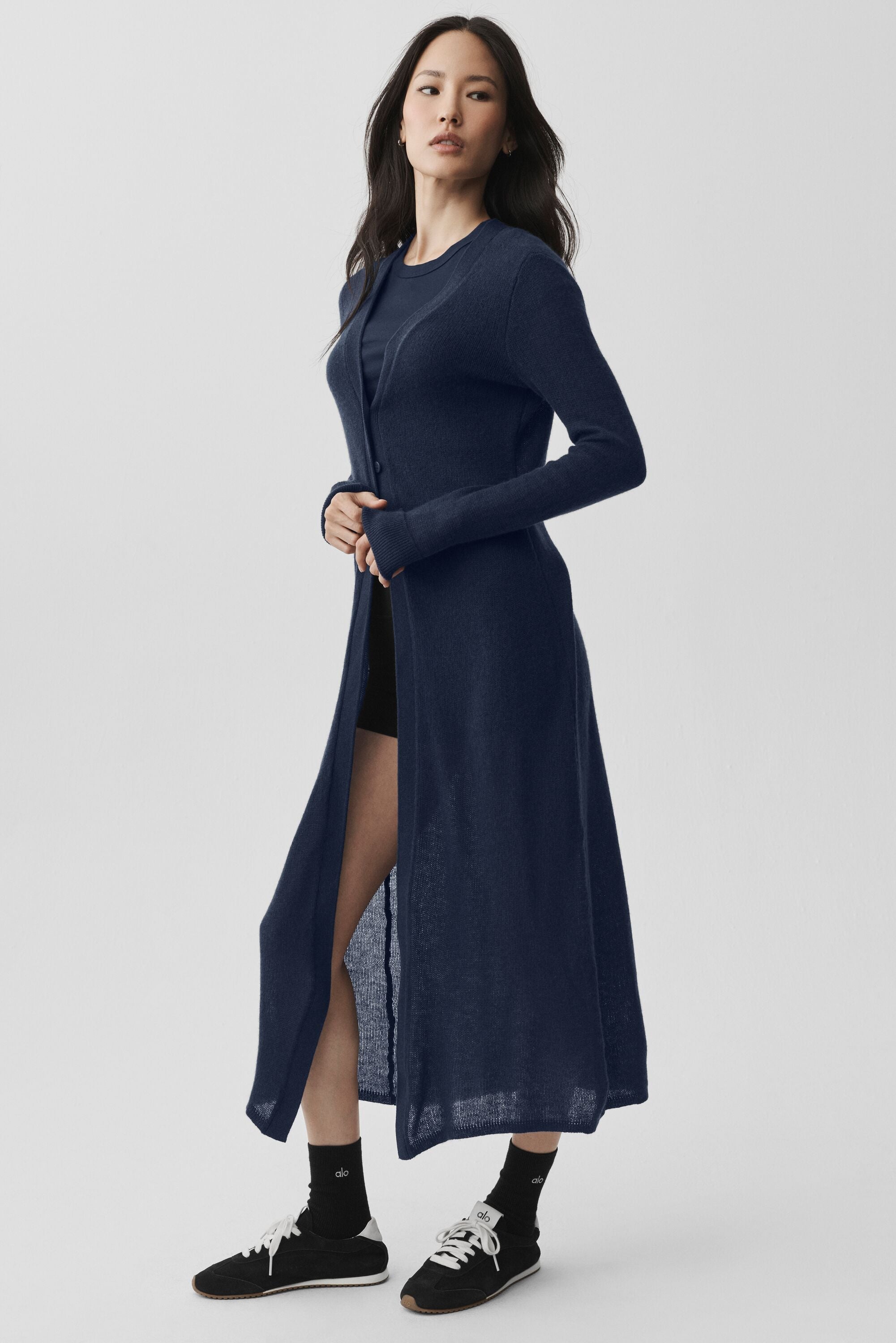 Sheer Cashmere Long Cardigan - Navy image 1