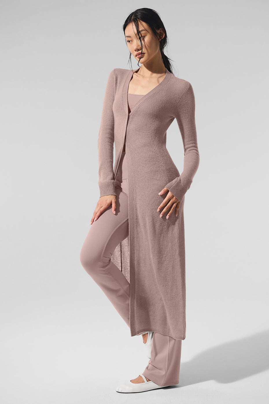 Sheer Cashmere Long Cardigan - Taupe image 6