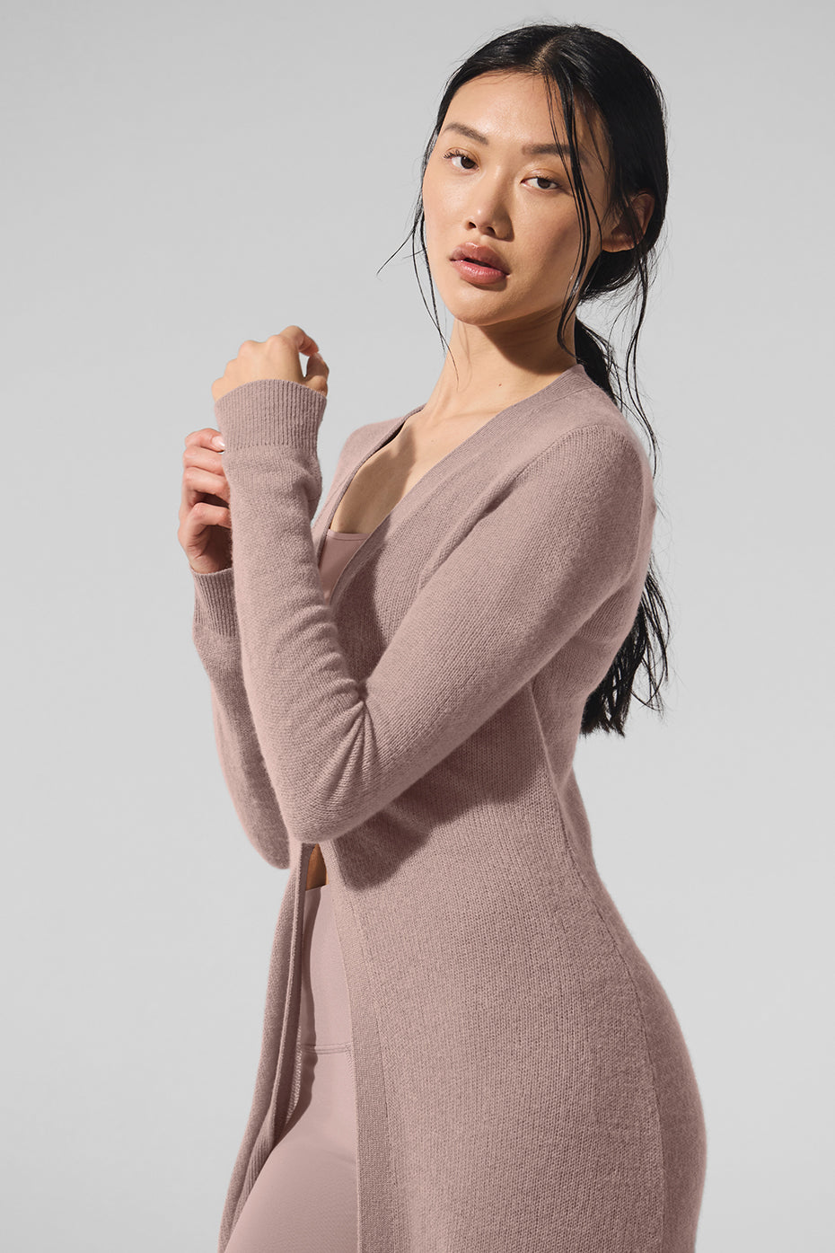 Sheer Cashmere Long Cardigan - Taupe image 4