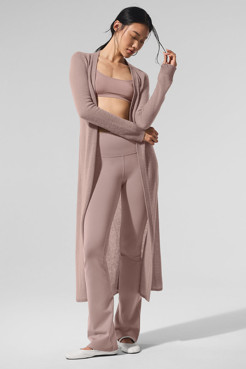 Sheer Cashmere Long Cardigan - Taupe image 5