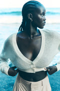 Sheer Cashmere Cropped Cardigan - Ivory image 1