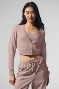 Sheer Cashmere Cropped Cardigan - Taupe image 1