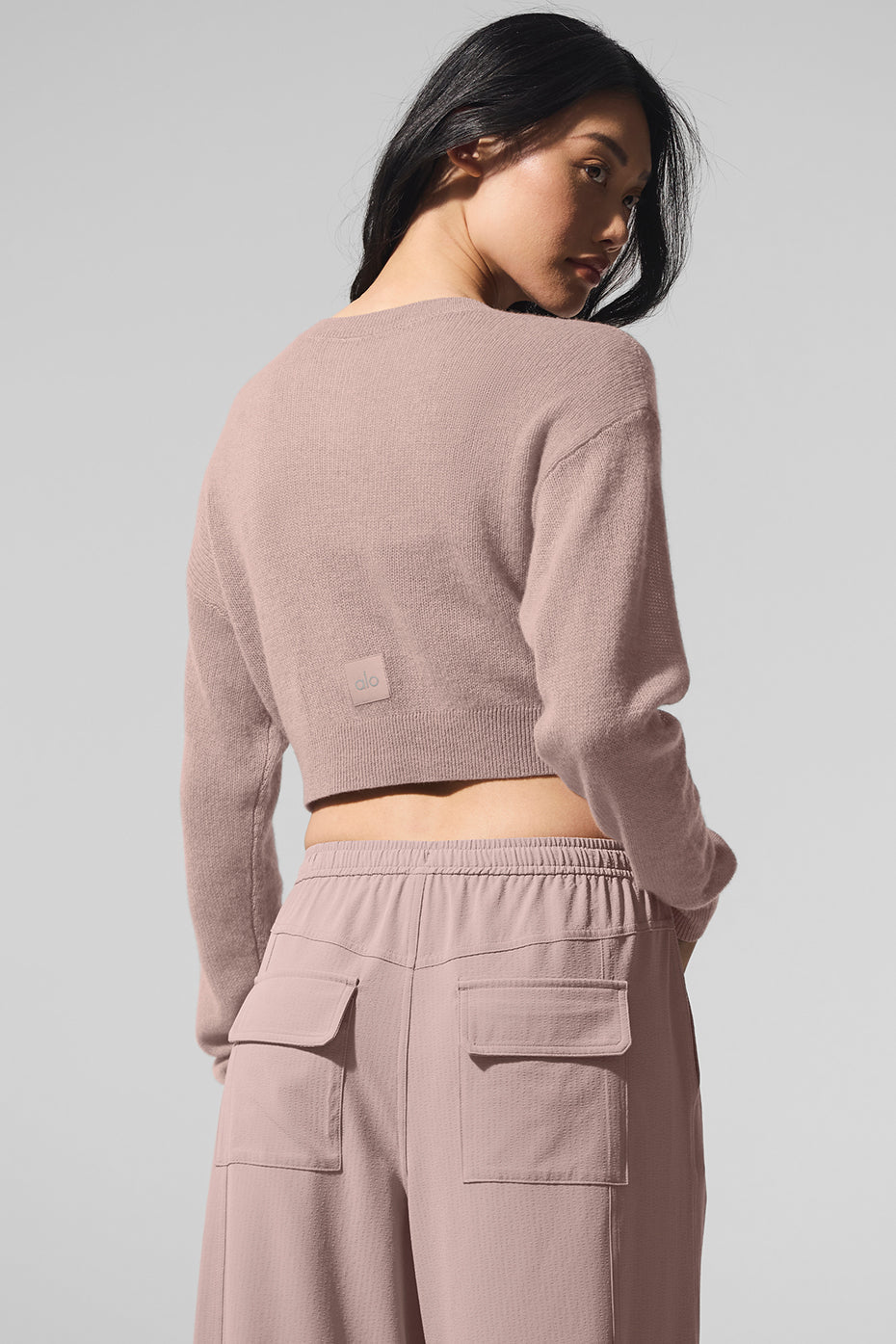 Sheer Cashmere Cropped Cardigan - Taupe image 3