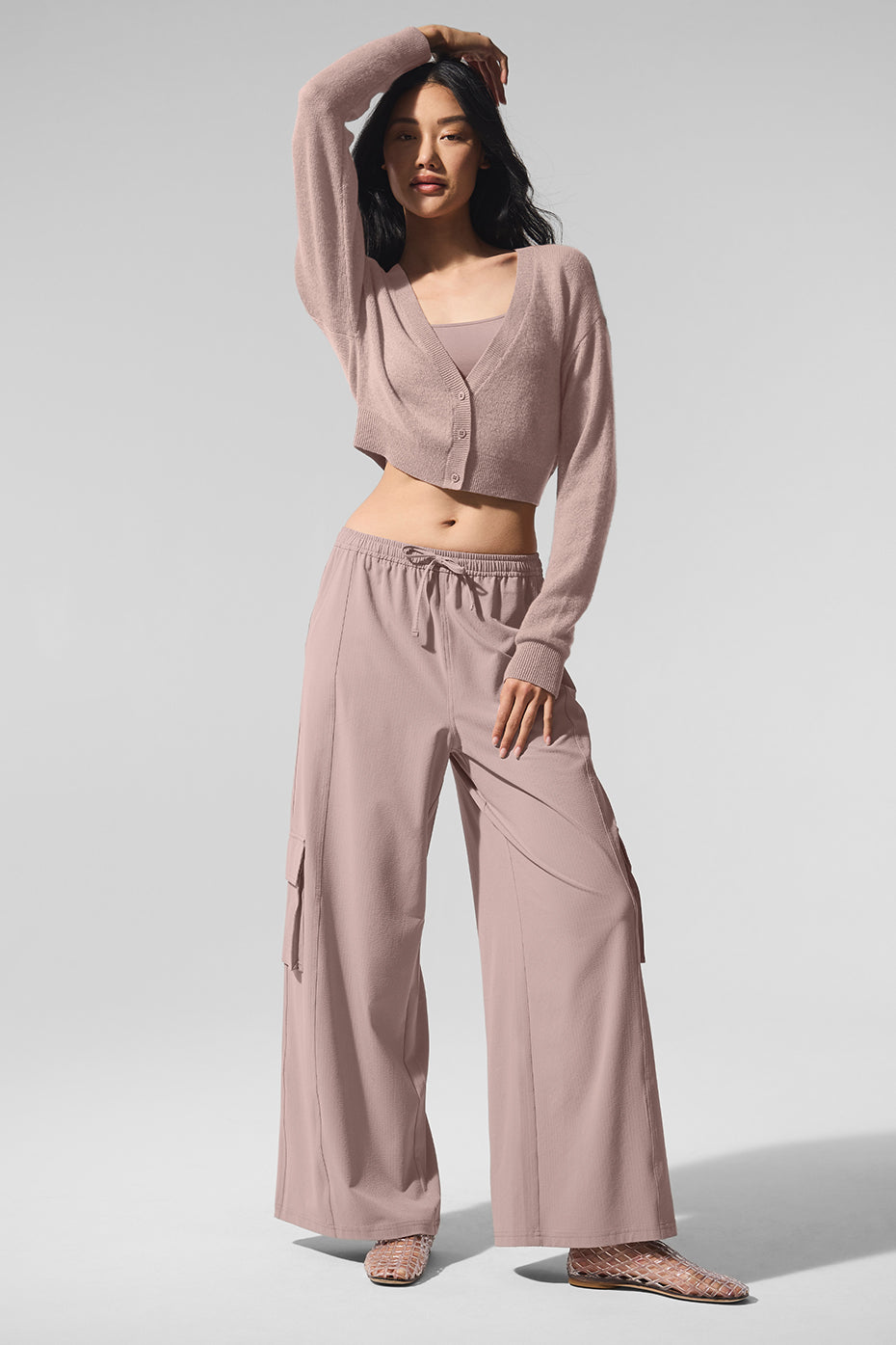 Sheer Cashmere Cropped Cardigan - Taupe image 4