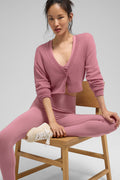Sheer Cashmere Cropped Cardigan - Pink Wild Rose image 1