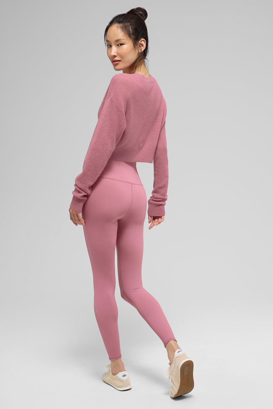 Sheer Cashmere Cropped Cardigan - Pink Wild Rose image 4