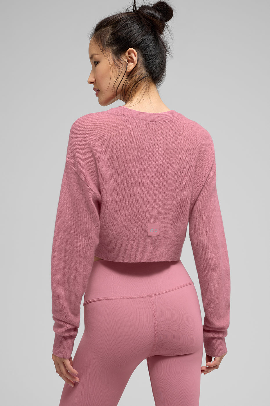 Sheer Cashmere Cropped Cardigan - Pink Wild Rose image 2