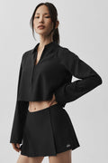 Cropped Unmatched Long Sleeve - Black image 1
