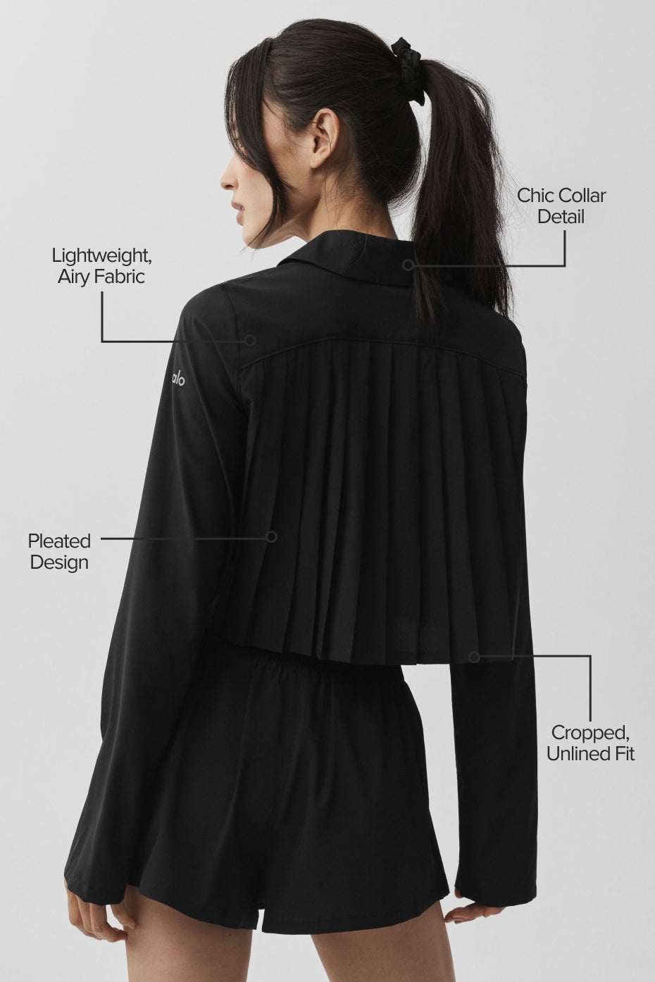 Cropped Unmatched Long Sleeve - Black image 2