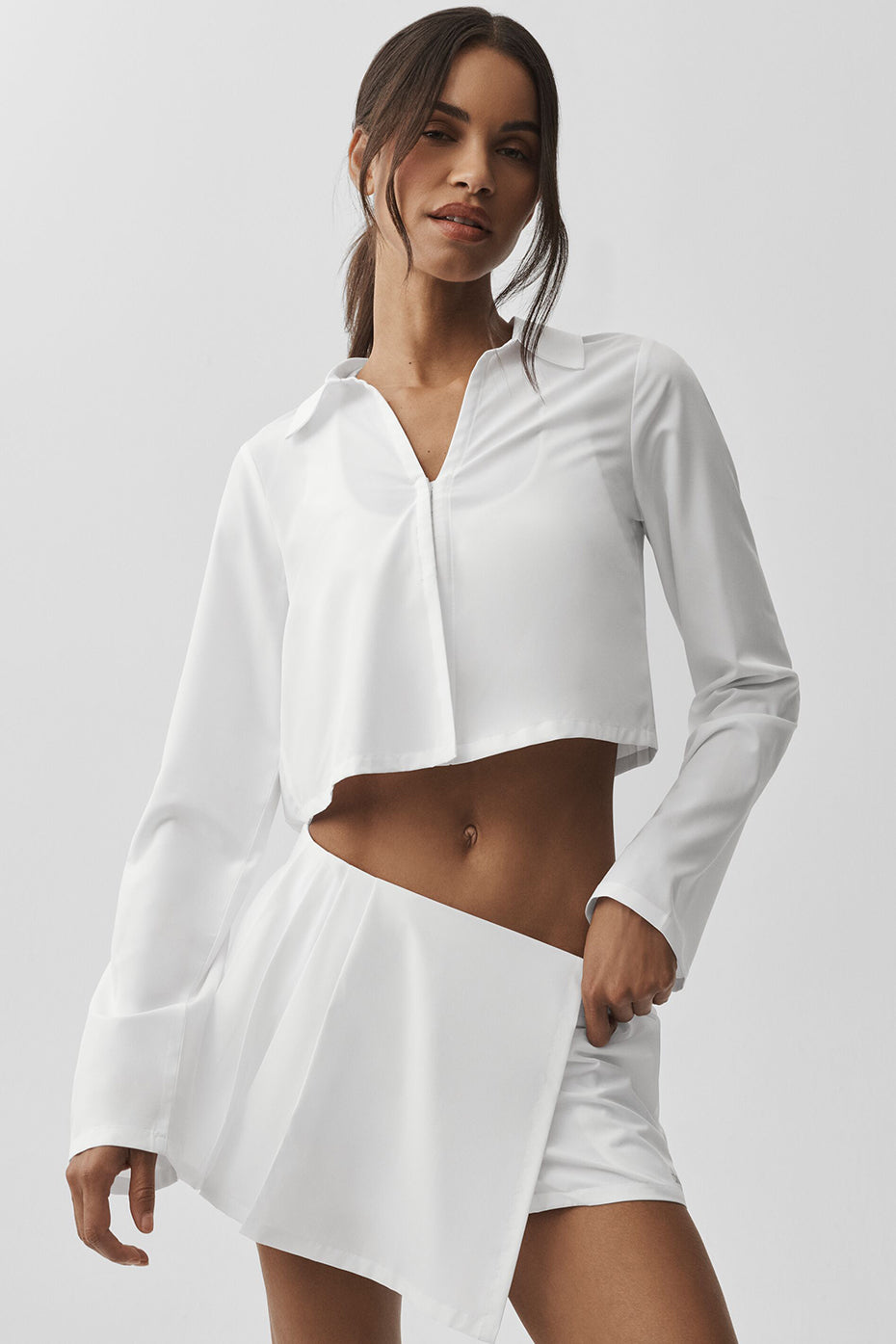 Cropped Unmatched Long Sleeve - White image 1