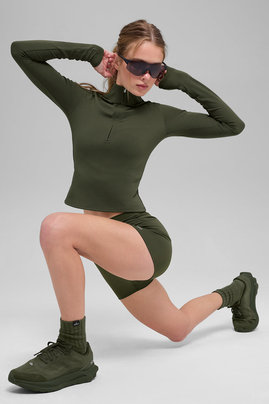 ALO Softsculpt Precision 1/4 Zip Long Sleeve - Green Olive image 5