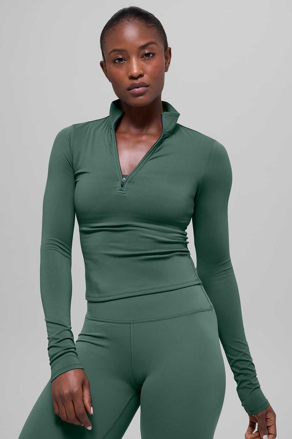 ALO Softsculpt Precision 1/4 Zip Long Sleeve - Clover Green image 1