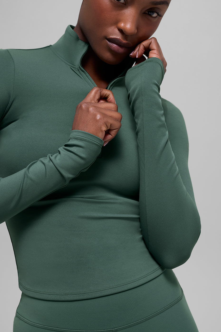 ALO Softsculpt Precision 1/4 Zip Long Sleeve - Clover Green image 4