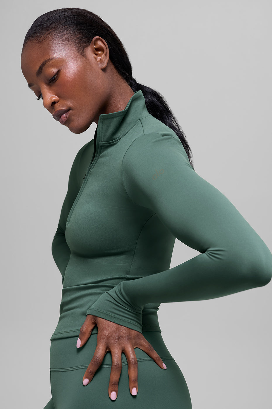 ALO Softsculpt Precision 1/4 Zip Long Sleeve - Clover Green image 3