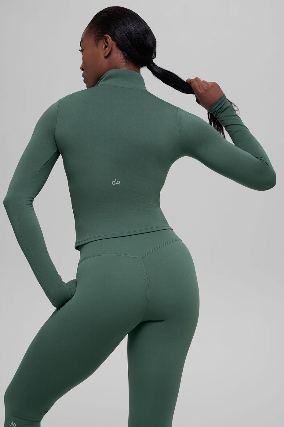 ALO Softsculpt Precision 1/4 Zip Long Sleeve - Clover Green image 2