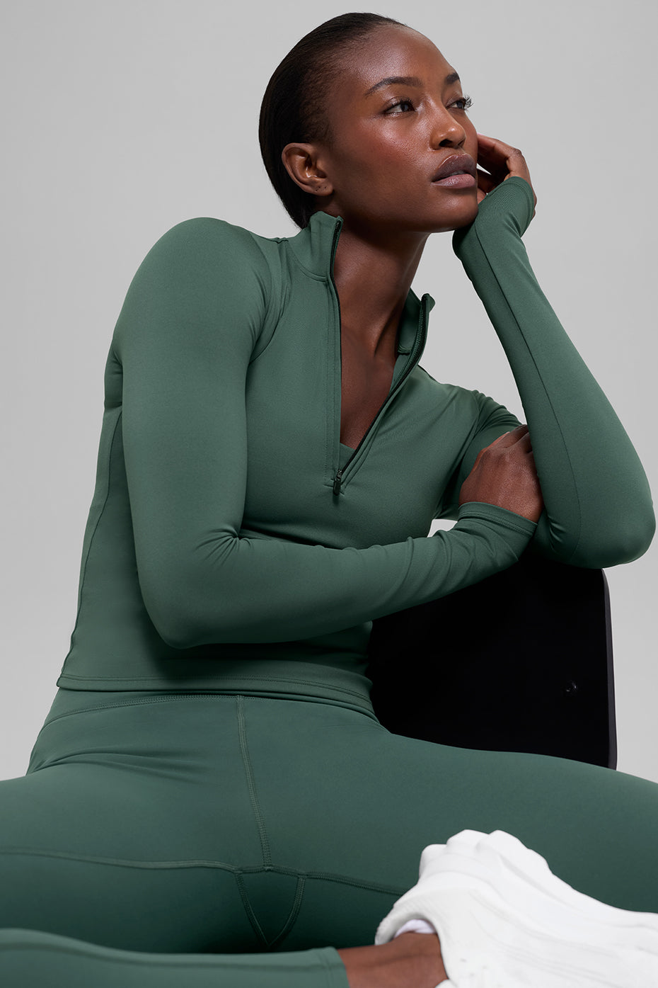 ALO Softsculpt Precision 1/4 Zip Long Sleeve - Clover Green image 5