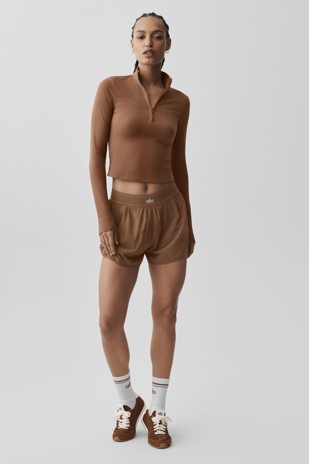 ALO Softsculpt Precision 1/4 Zip Long Sleeve - Sun Kissed Brown image 6
