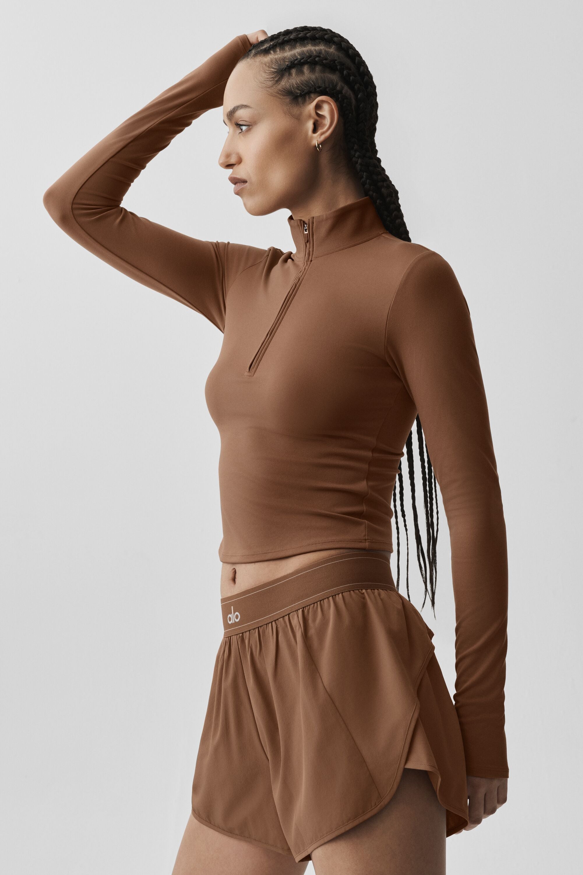ALO Softsculpt Precision 1/4 Zip Long Sleeve - Sun Kissed Brown image 3