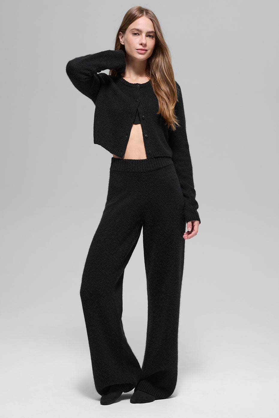 Wool Cashmere New Class Cropped Cardigan - Black image 4