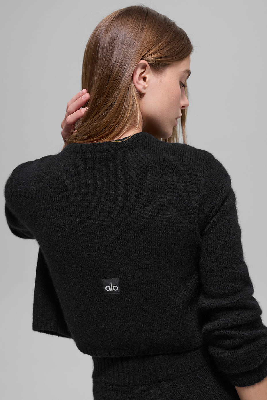 Wool Cashmere New Class Cropped Cardigan - Black image 3