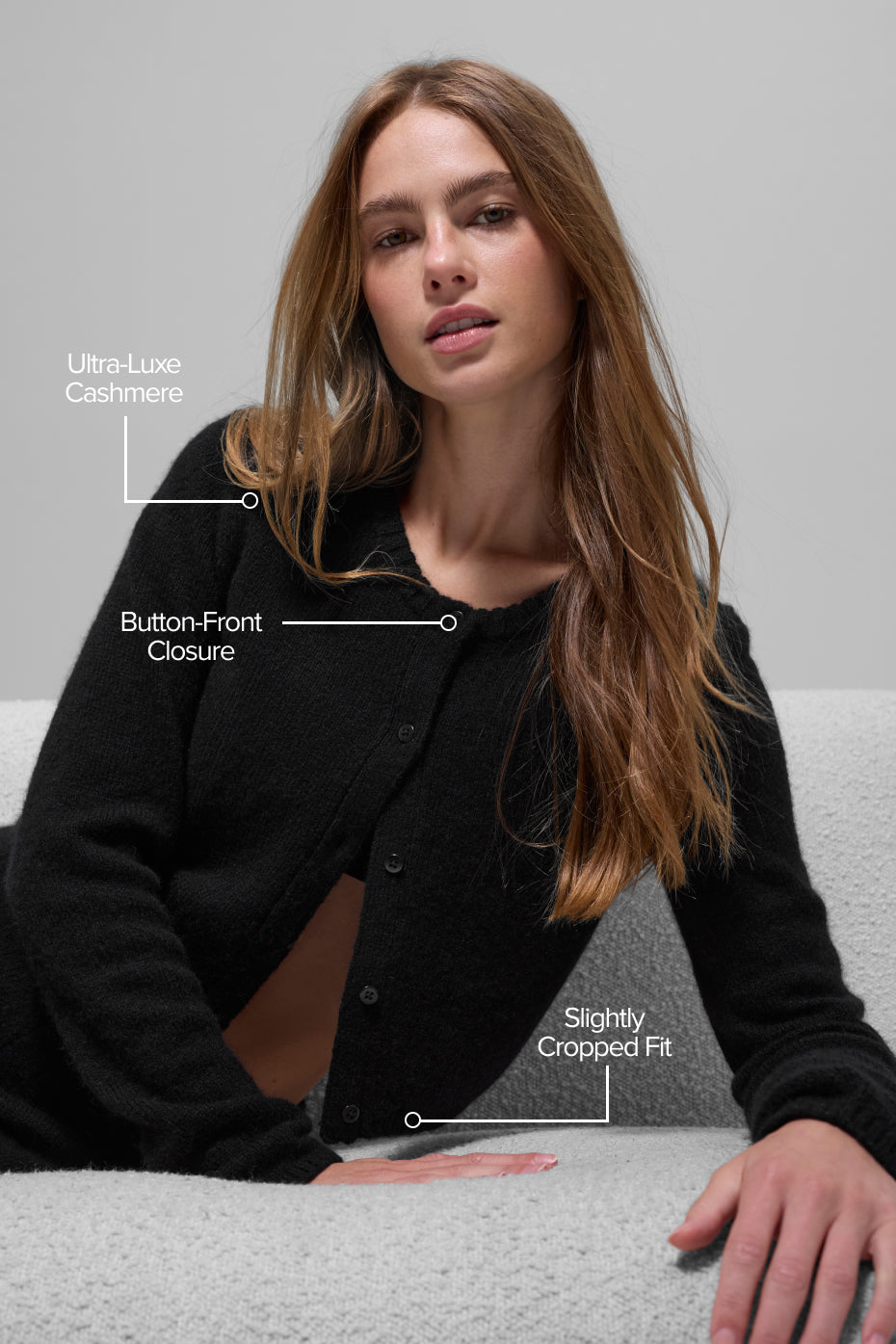 Wool Cashmere New Class Cropped Cardigan - Black image 2