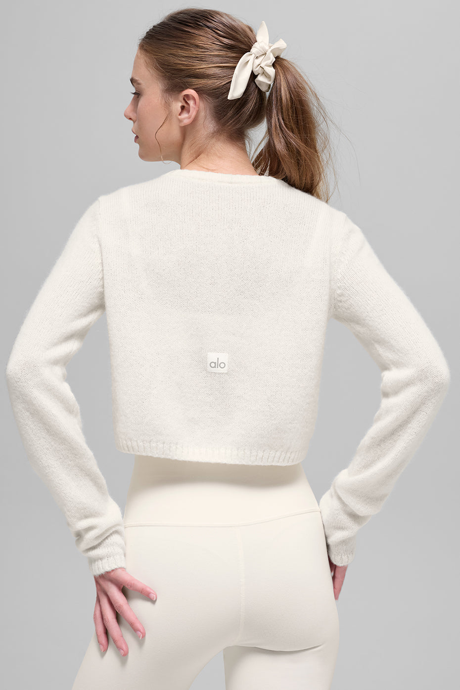 Wool Cashmere New Class Cropped Cardigan - Ivory image 4