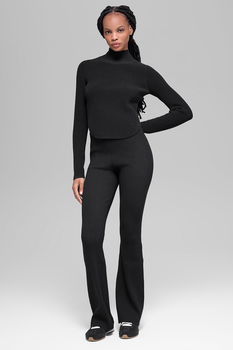 Denim Knit Backless Long Sleeve - Black/Anthracite image 5