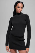 Denim Knit Backless Long Sleeve - Black/Anthracite image 1