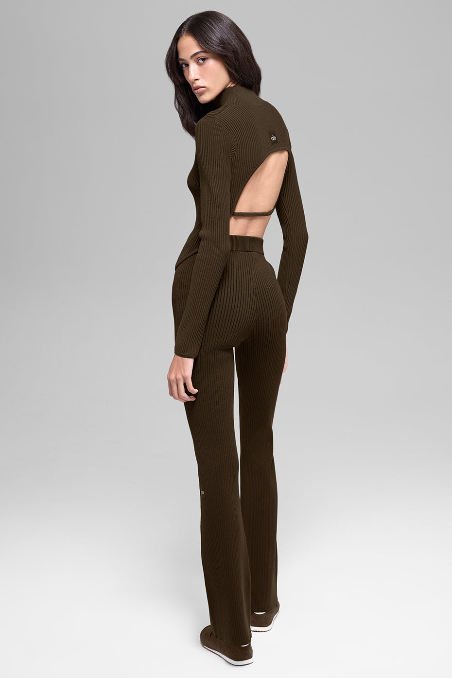 Denim Knit Backless Long Sleeve - Espresso/Black image 4