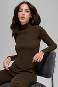 Denim Knit Backless Long Sleeve - Espresso/Black image 1