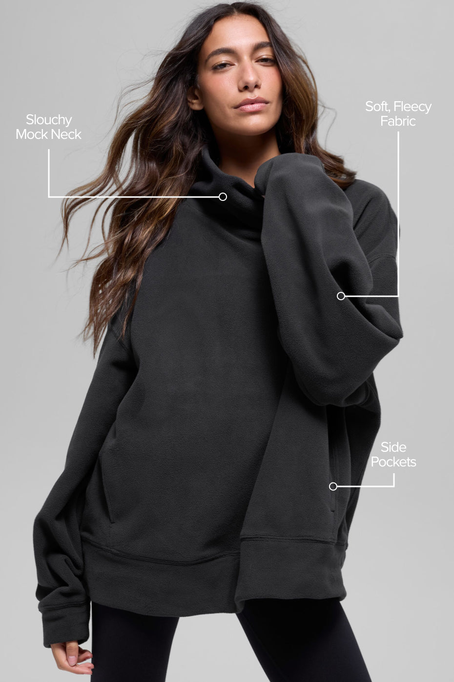Polar Fleece Hazy Pullover - Black image 2