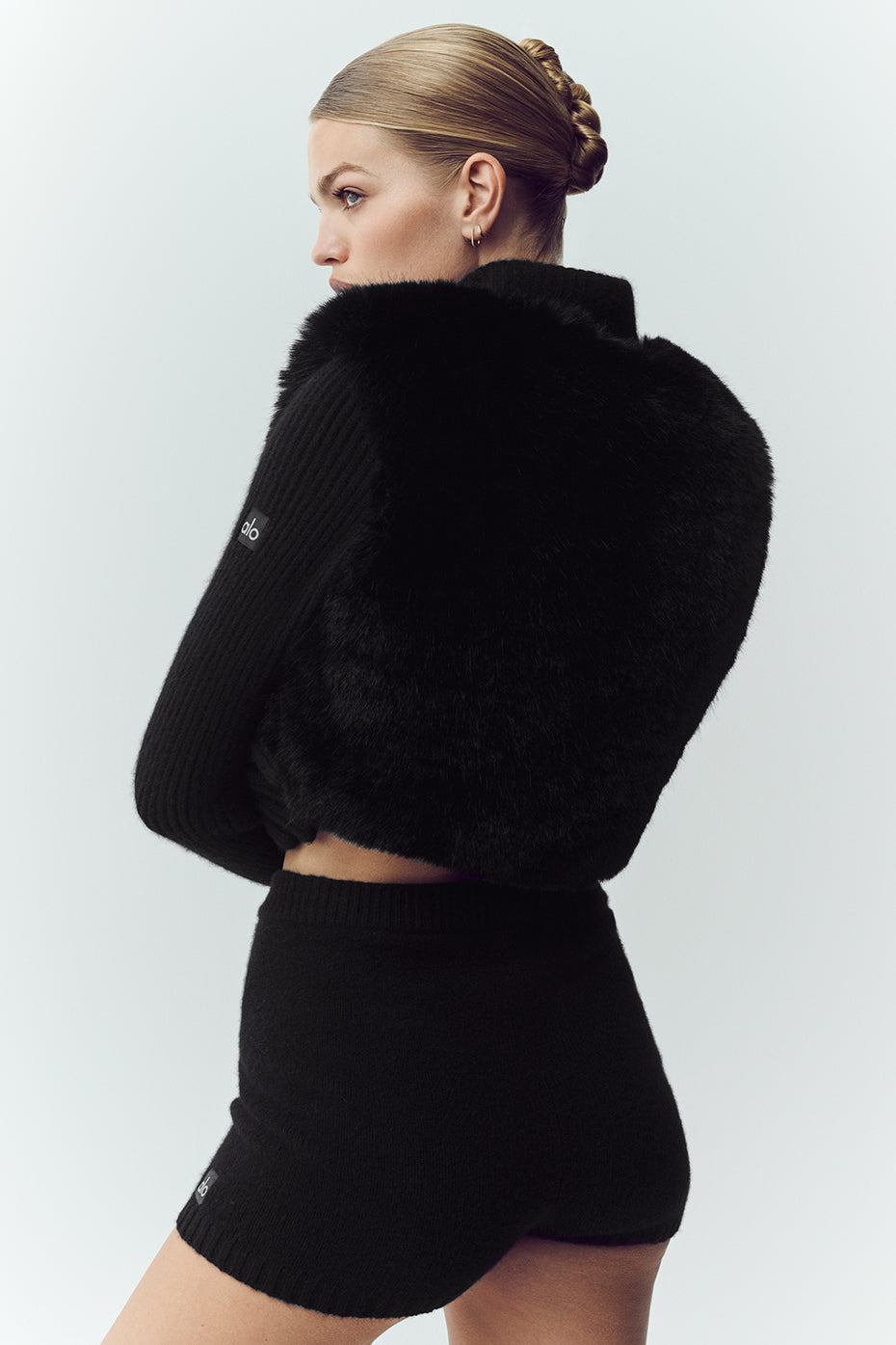 Faux Fur Cashmere Northstar Full Zip - Black image 3