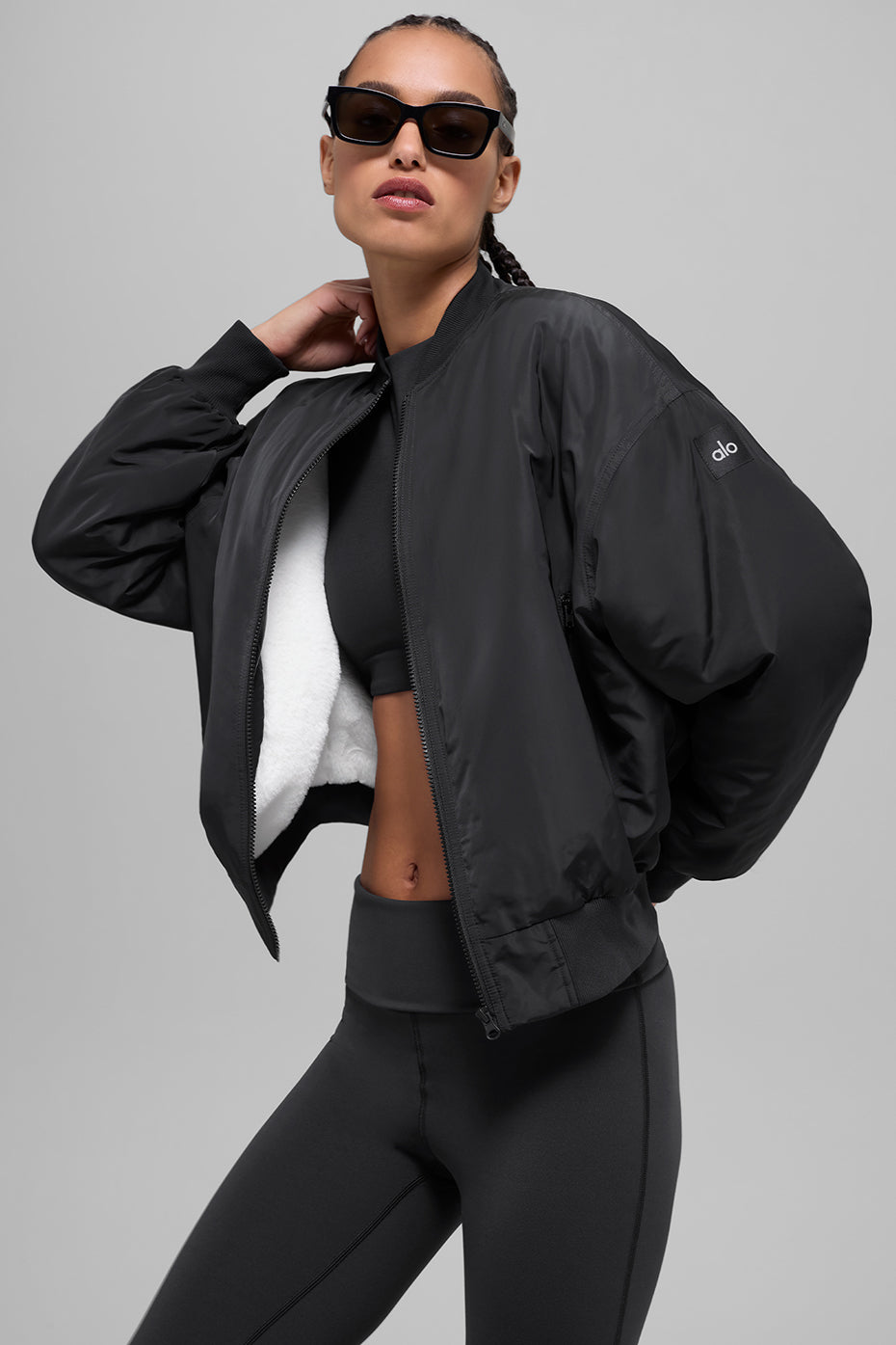Faux Fur Urbanite Bomber - Black/Ivory image 3