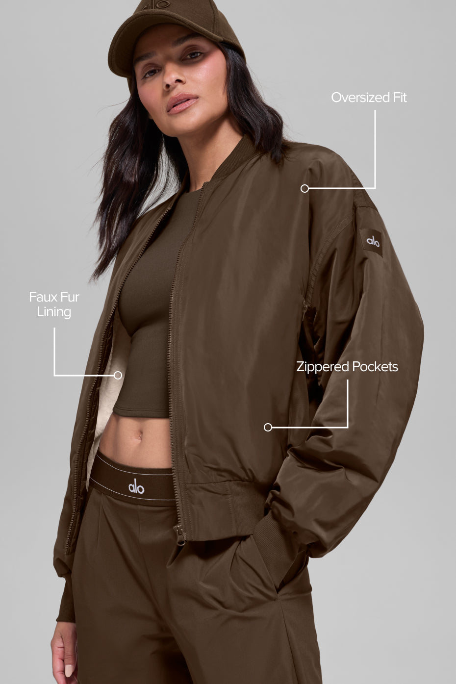 Faux Fur Urbanite Bomber - Espresso/Ivory image 2