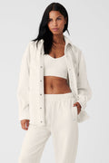 Ribbed Velour Mountain Side Shacket - Ivory image 1