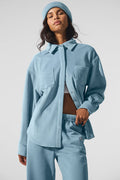 Ribbed Velour Mountain Side Shacket - Celestial Blue image 1