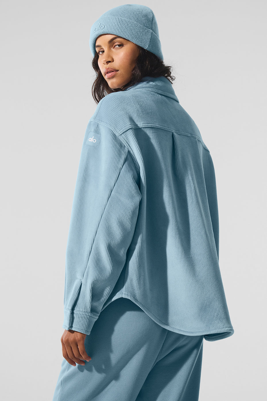 Ribbed Velour Mountain Side Shacket - Celestial Blue image 3