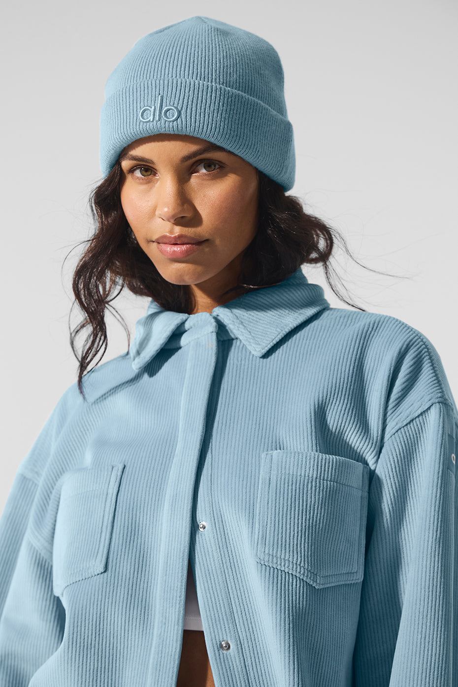 Ribbed Velour Mountain Side Shacket - Celestial Blue image 2