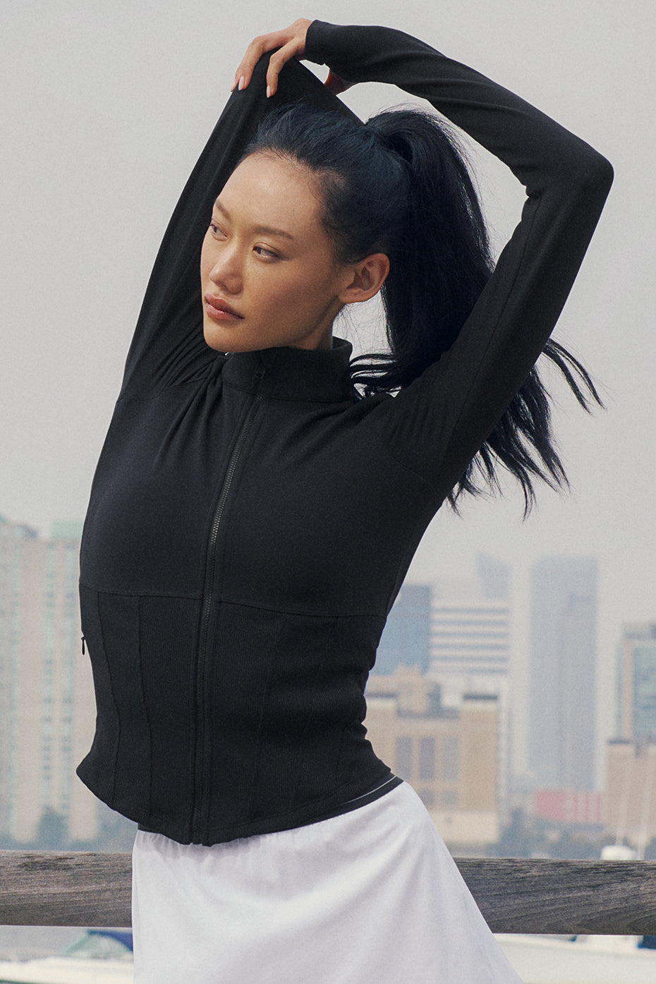 Airbrush Corset Full Zip Jacket - Black image 1
